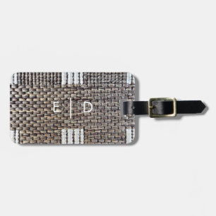 Etiqueta De Bagagem Cinzas Personalizadas e Burlap White Faux