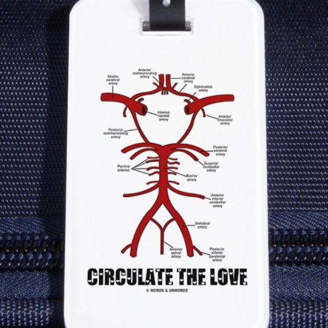 Etiqueta De Bagagem Circular O Amor (Círculo De Willis) (Luggage tag featuring Circle of Willis along with the caption "Circulate The Love")