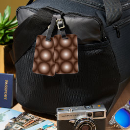 Etiqueta De Bagagem Círculo Geométrico 3D Escuro Mocha Mousse Branco