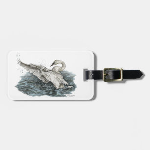 Etiqueta De Bagagem Cisne branco na água