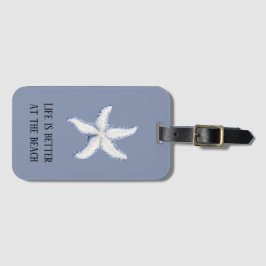 Etiqueta De Bagagem Citação de Estrela-do-Mar Azul Branca da Praia