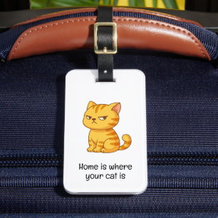 Etiqueta De Bagagem Citação de Gato Laranja Mal-humorado Listrado