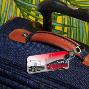 Etiqueta De Bagagem City Busa Red Green Coaches em Urban Street