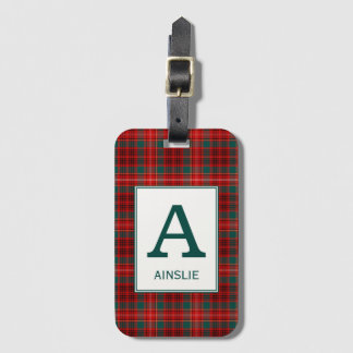 Etiqueta De Bagagem Clan Ainslie Tartan Monogrammed