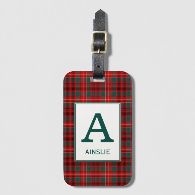 Etiqueta De Bagagem Clan Ainslie Tartan Monogrammed (Frente Vertical)