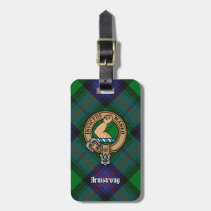 Etiqueta De Bagagem Clan Armstrong Crest sobre Tartan