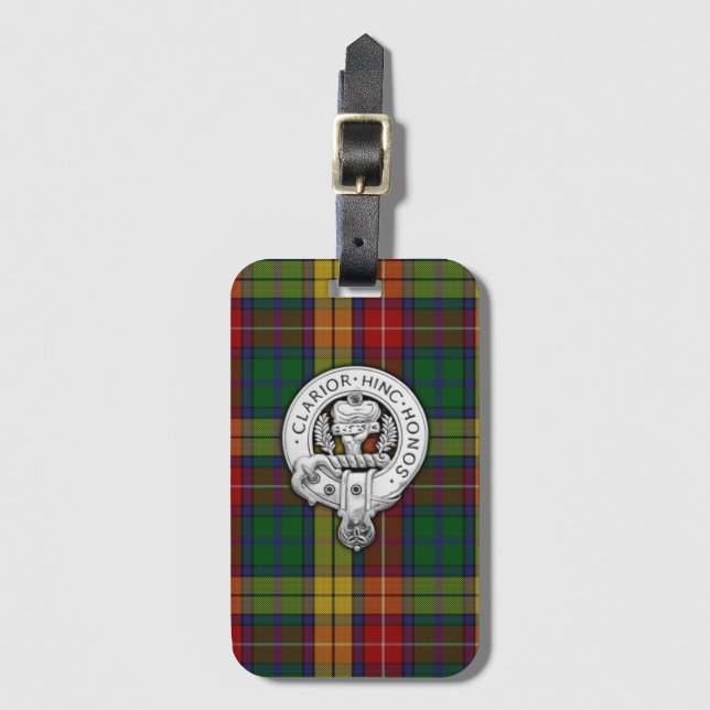 Etiqueta De Bagagem Clan Buchanan Crest & Tartan (Frente Vertical)