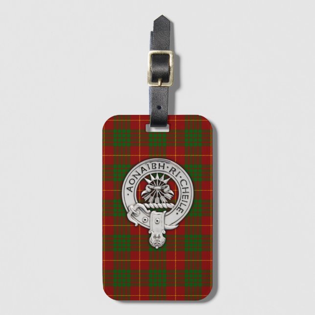 Etiqueta De Bagagem Clan Cameron Crest & Tartan (Frente Vertical)