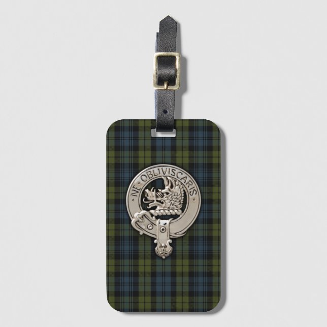 Etiqueta De Bagagem Clan Campbell Crest & Tartan (Frente Vertical)