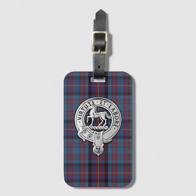 Etiqueta De Bagagem Clan Cochrane Crest & Azure Tartan (Frente Vertical)