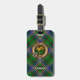 Etiqueta De Bagagem Clan Cockburn Crest sobre Tartan
