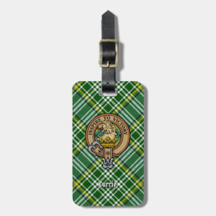 Etiqueta De Bagagem Clan Currie Lion Crest sobre Tartan