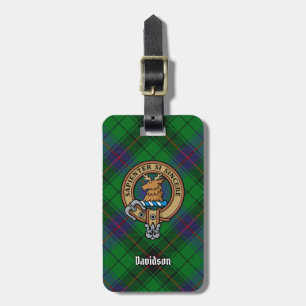 Etiqueta De Bagagem Clan Davidson Crest sobre Tartan