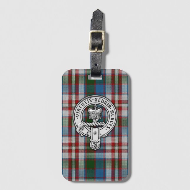 Etiqueta De Bagagem Clan Donnachaidh (Robertson) Crest & Dress Tartan (Frente Vertical)