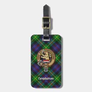 Etiqueta De Bagagem Clan Farquharson Crest sobre Tartan