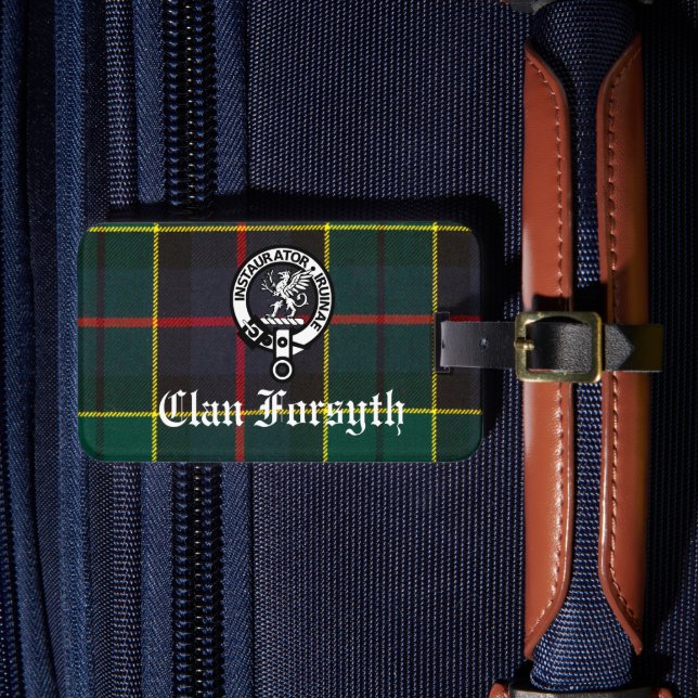 Etiqueta De Bagagem Clan Forsyth Crest Crachá e Tartan (Frente Insitu 4)