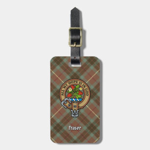 Etiqueta De Bagagem Clan Fraser Crest over Weathered Hunting Tartan