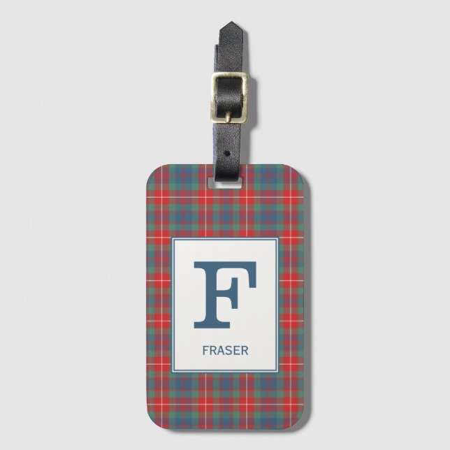 Etiqueta De Bagagem Clan Fraser de Lovat Antigo Tartan Monogrammed (Frente Vertical)