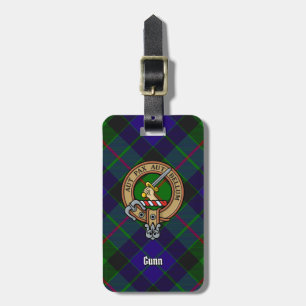 Etiqueta De Bagagem Clan Gunn Crest sobre Tartan