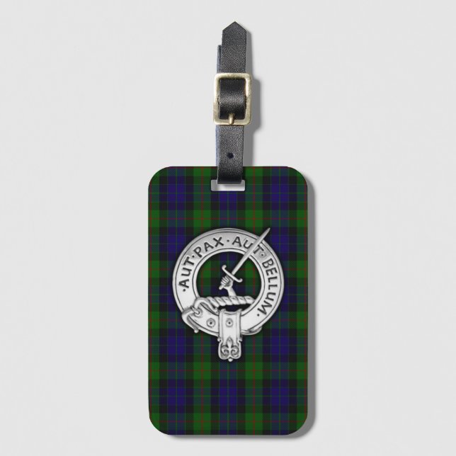 Etiqueta De Bagagem Clan Gunn Crest & Tartan (Frente Vertical)