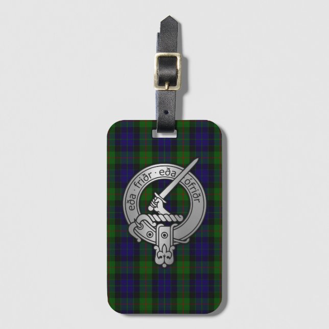 Etiqueta De Bagagem Clan Gunn Crest & Tartan - Antigos Norse (Frente Vertical)