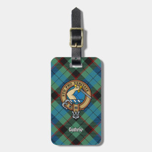 Etiqueta De Bagagem Clan Guthrie Crest sobre Tartan