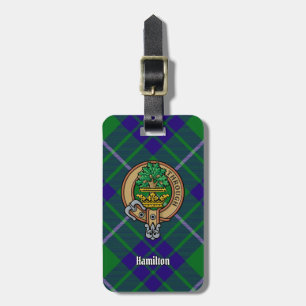 Etiqueta De Bagagem Clan Hamilton Crest sobre caçar Tartan