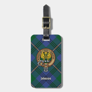 Etiqueta De Bagagem Clan Johnston Crest sobre Tartan