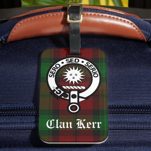 Etiqueta De Bagagem Clan Kerr Tartan e Crachá Crest (Frente Insitu 2)