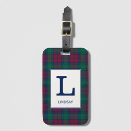 Etiqueta De Bagagem Clan Lindsay Tartan Monogrammed