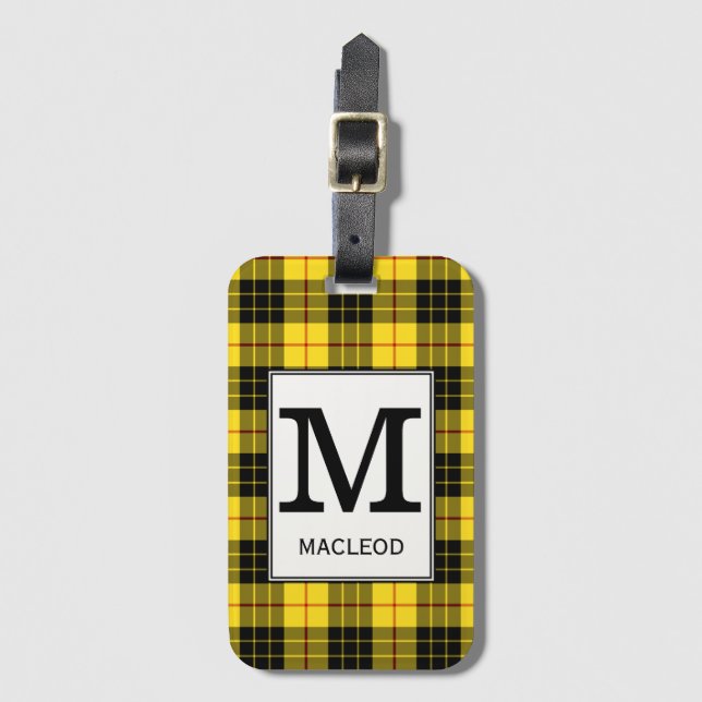 Etiqueta De Bagagem Clan MacLeod Tartan Monogrammed (Frente Vertical)