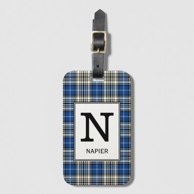 Etiqueta De Bagagem Clan Napier Tartan Monogrammed (Frente Vertical)