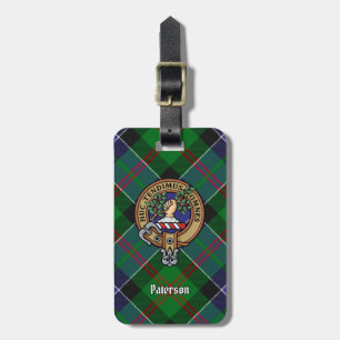 Etiqueta De Bagagem Clan Paterson Crest sobre Tartan