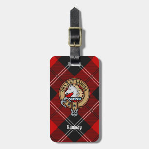 Etiqueta De Bagagem Clan Ramsay Crest sobre o Red Tartan
