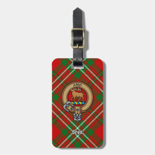 Etiqueta De Bagagem Clan Scott Crest sobre Red Tartan