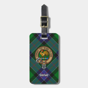 Etiqueta De Bagagem Clan Sinclair Crest sobre a Caça ao Tartan
