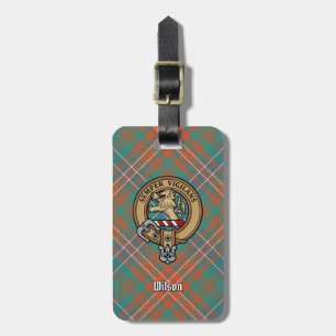 Etiqueta De Bagagem Clan Wilson Crest sobre o Antigo Tartan