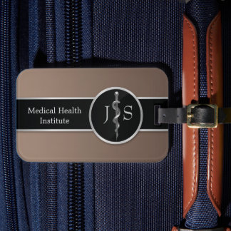 Etiqueta De Bagagem Classe Médica Nobre Rod de Asclepius Silver