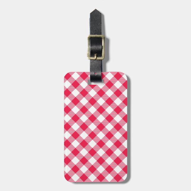 Etiqueta De Bagagem Classic Red Gingham Country Pattern (Frente Vertical)