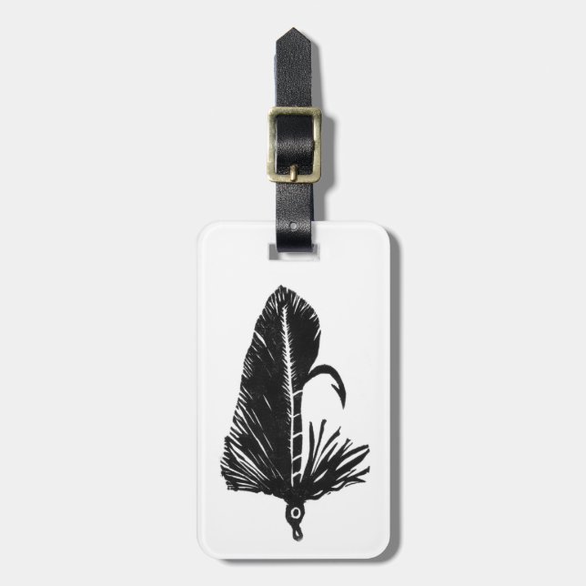 Etiqueta de bagagem Classic Trout Fly Black Matuka (Frente Vertical)