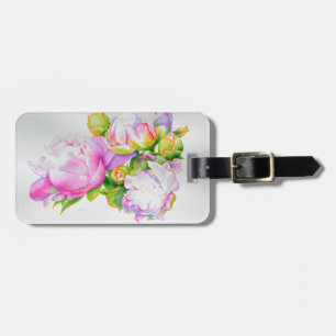 Etiqueta De Bagagem Clássica elegante, cor branca de pénia rosa, cor-d