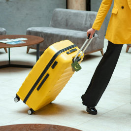 Etiqueta De Bagagem Clássico Floral Monograma - Letra C verde-amarela