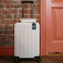 Etiqueta De Bagagem Clássico Floral Monograma - Letra Q azul