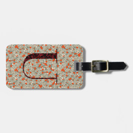 Etiqueta De Bagagem Clássico Floral Monograma - Letra U verde vermelha