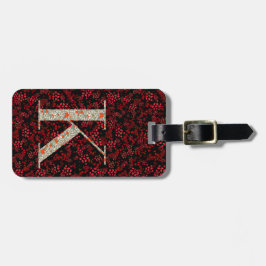 Etiqueta De Bagagem Clássico - Letra monograma K vermelho escuro