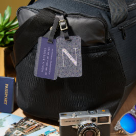 Etiqueta De Bagagem Clássico - Letra Monograma N - púrpura escura