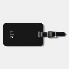 Etiqueta De Bagagem Clássico Preto Elegante Minimalista Moderno Monogr