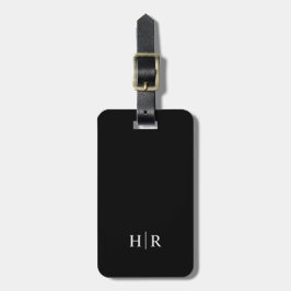 Etiqueta De Bagagem Clássico Preto Elegante Minimalista Moderno Monogr