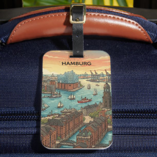 Etiqueta De Bagagem Clássico Viagem Hamburgo Alemanha Vintage