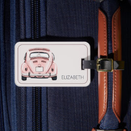 Etiqueta De Bagagem Clássico Vintage Rosa Bug Bug Carro Personalizado